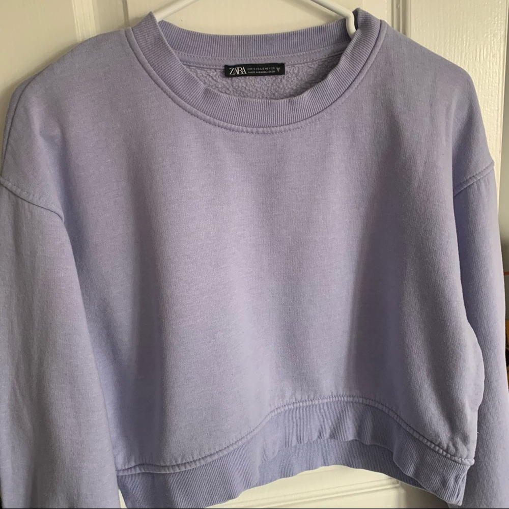 Zara cropped purple crewneck